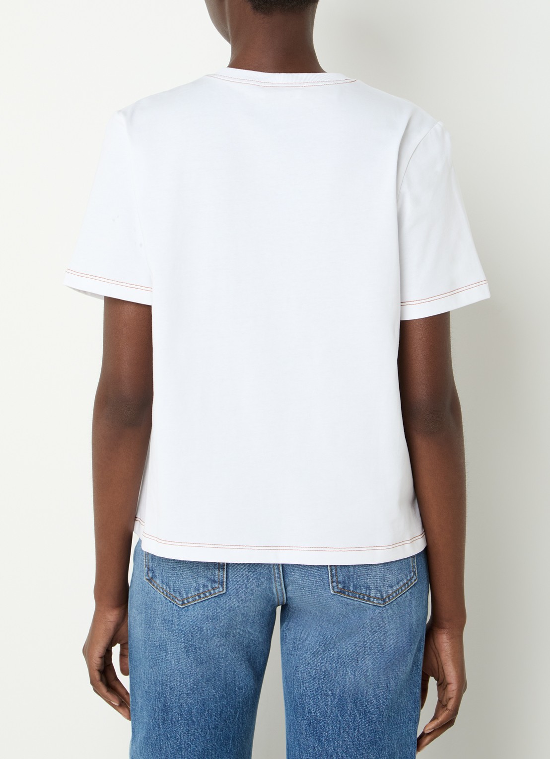 Sandro T-shirt met pailletten en siernaad - achterkant 2 wit