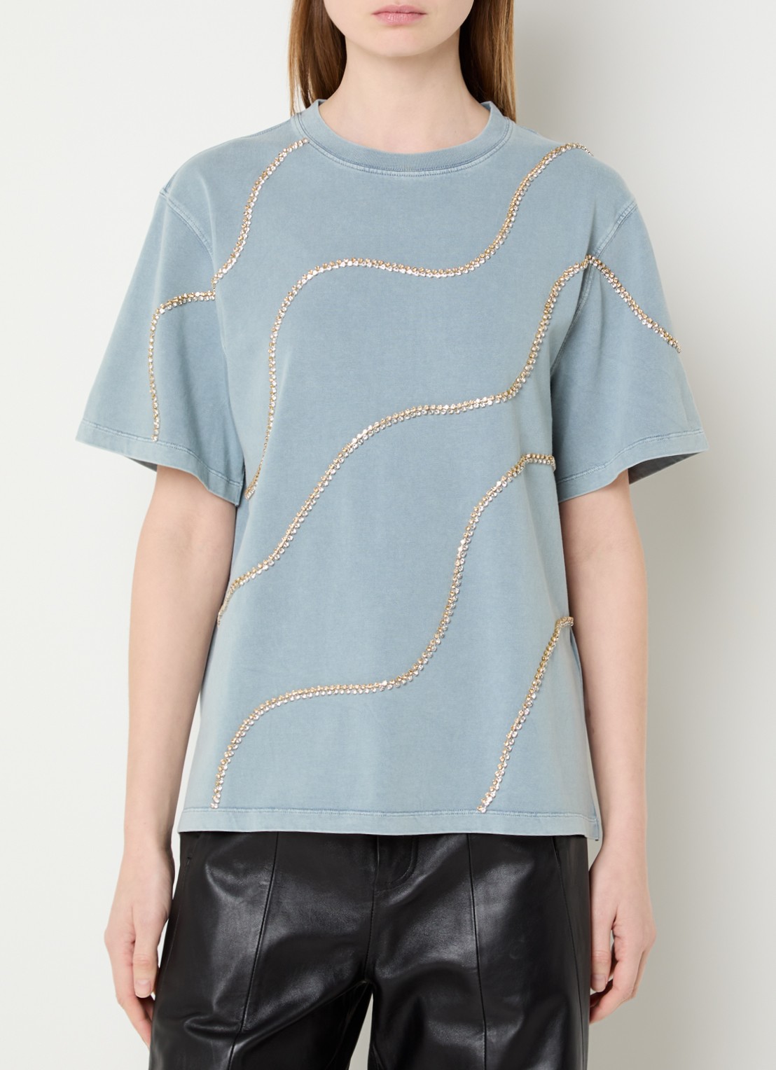 Sandro T-shirt met strass - detail 4 blauwgrijs
