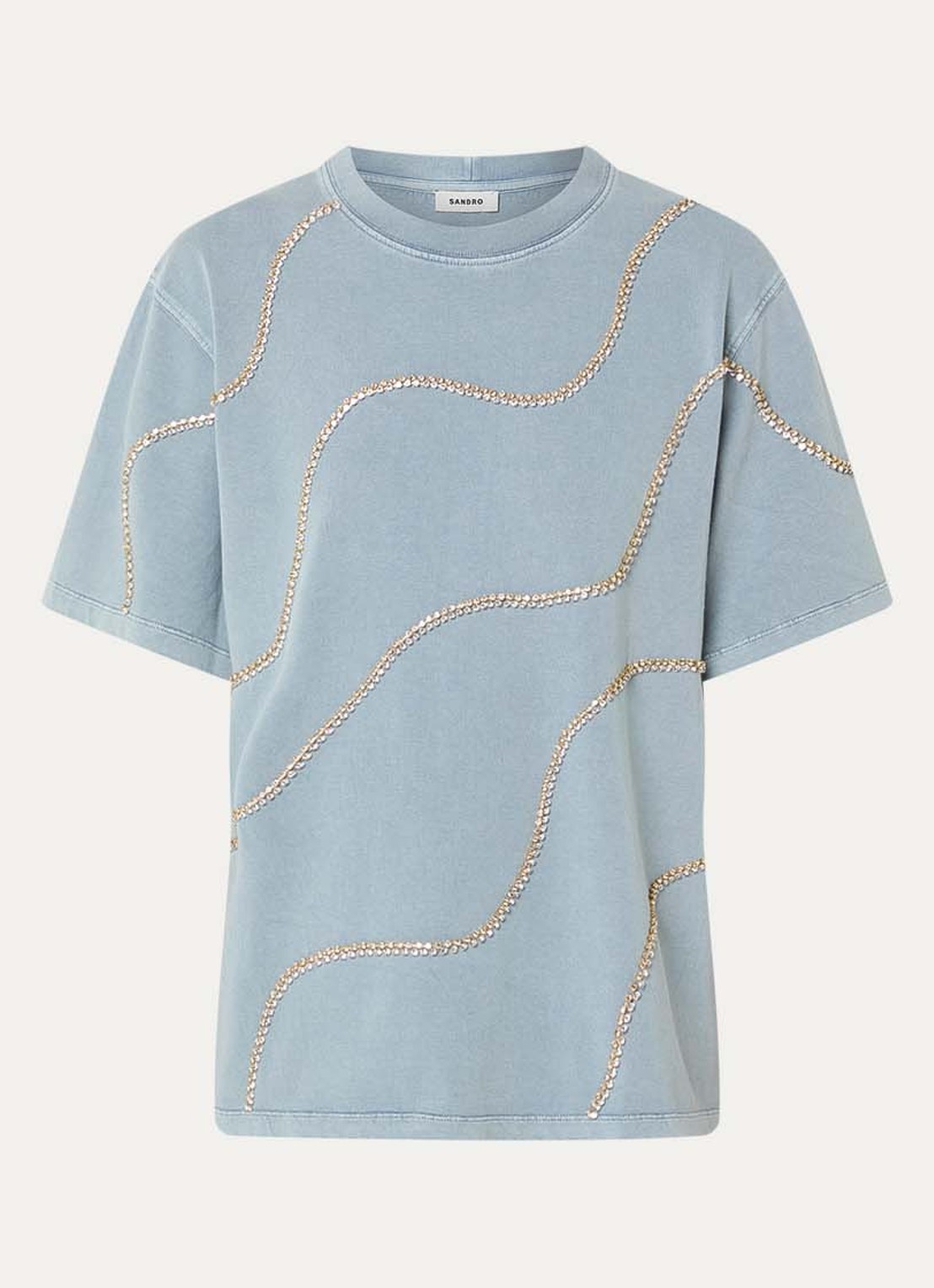 Sandro T-shirt met strass - voorkant blauwgrijs