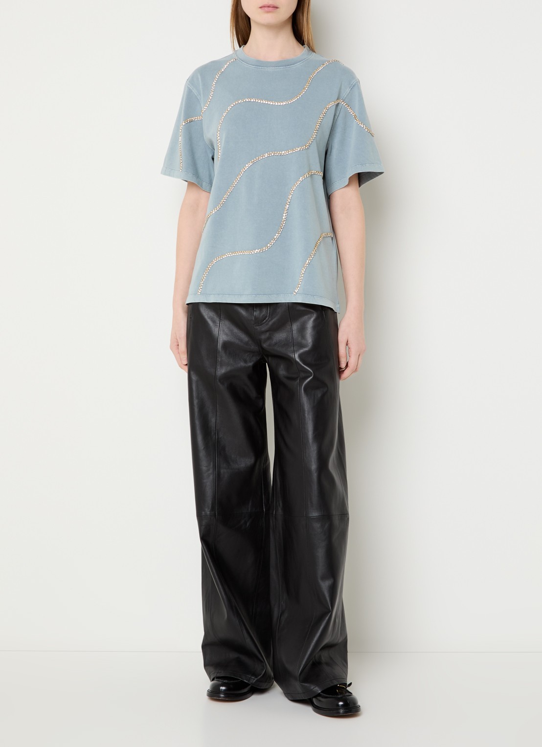 Sandro T-shirt met strass - voorkant 2 blauwgrijs