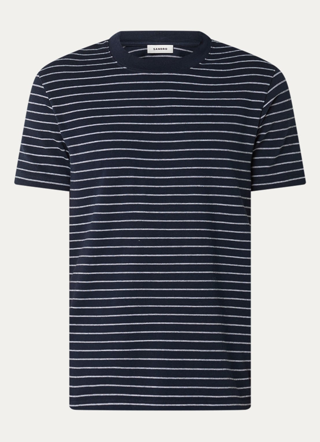 Sandro T-shirt met streepprint - voorkant 3 donkerblauw