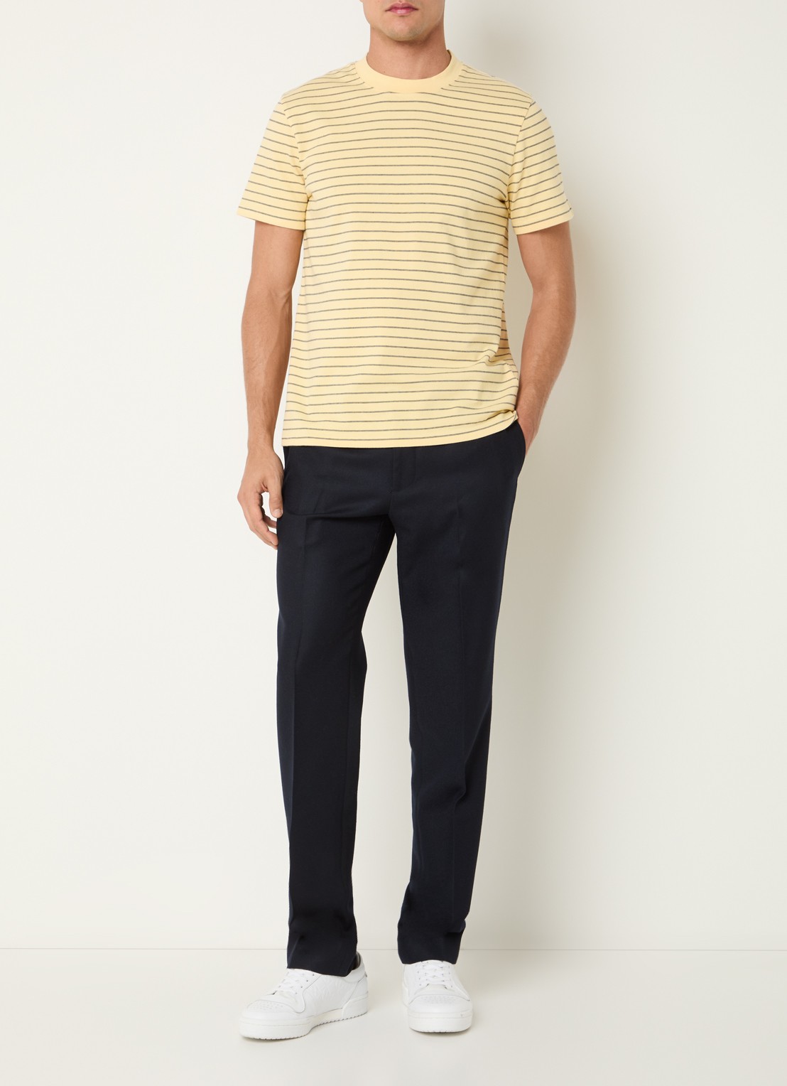Sandro T-shirt met streepprint - voorkant 3 geel