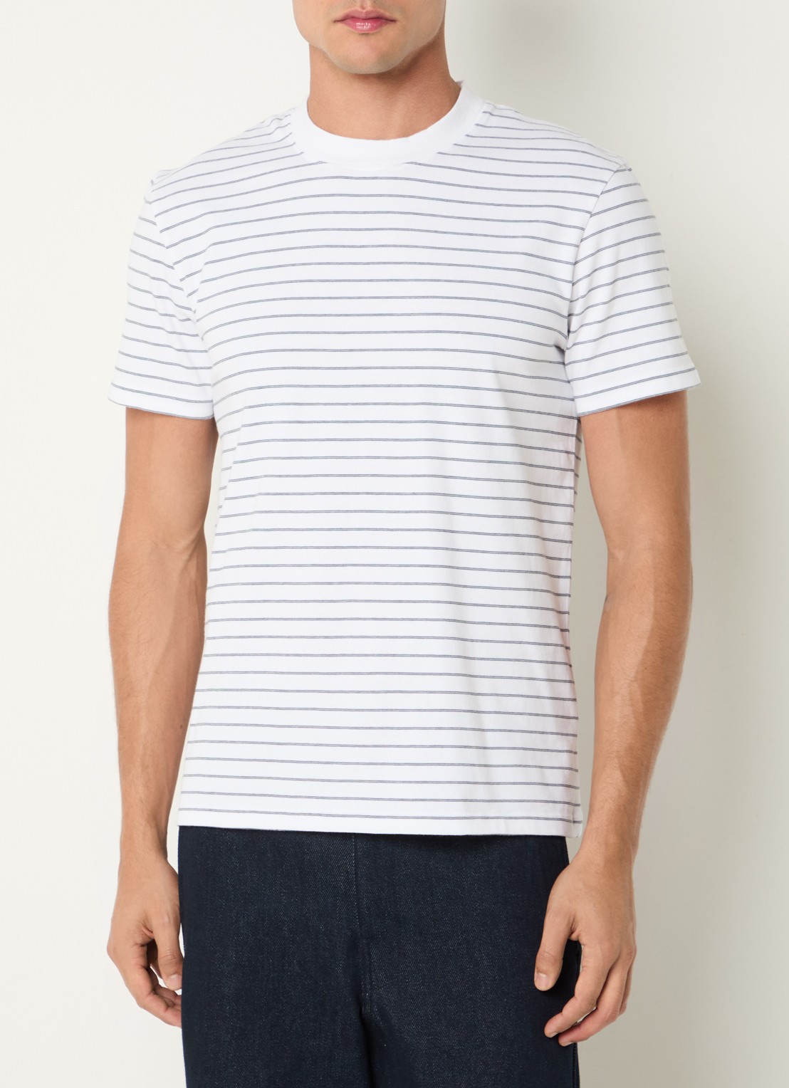 Sandro T-shirt met streepprint - detail gebroken wit