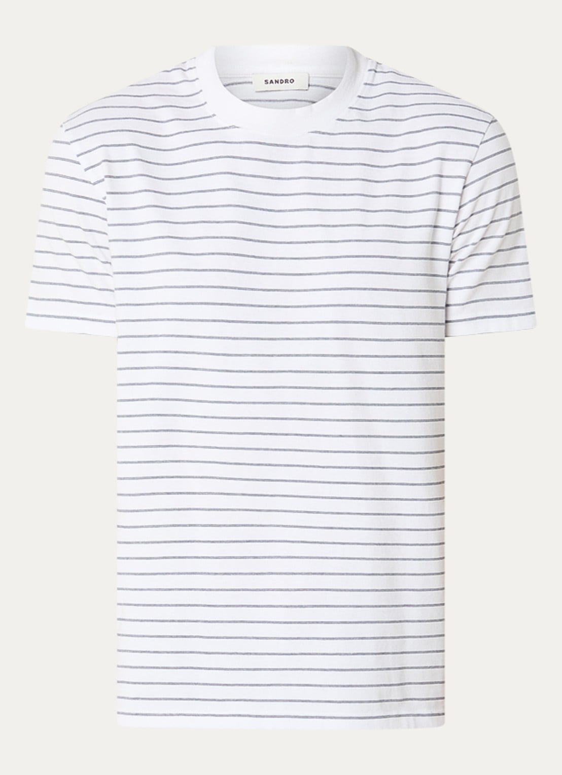 Sandro T-shirt met streepprint - voorkant 3 gebroken wit