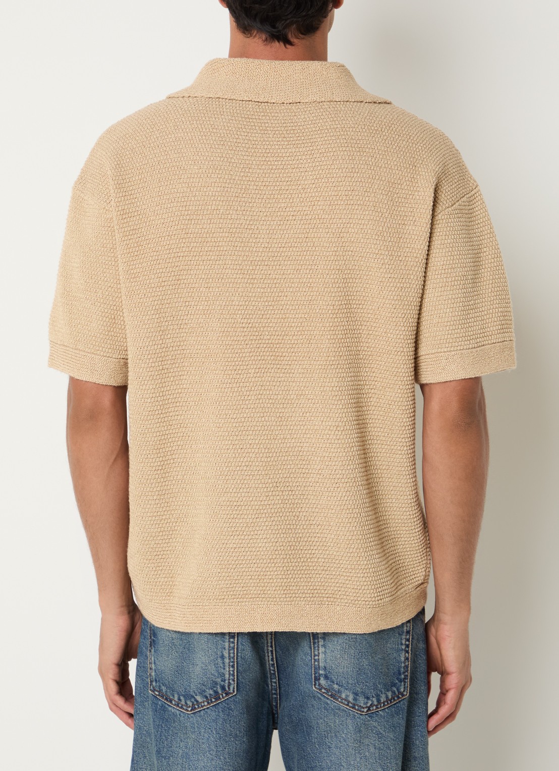 Sandro T-shirt met structuur en V-hals - achterkant 4 beige