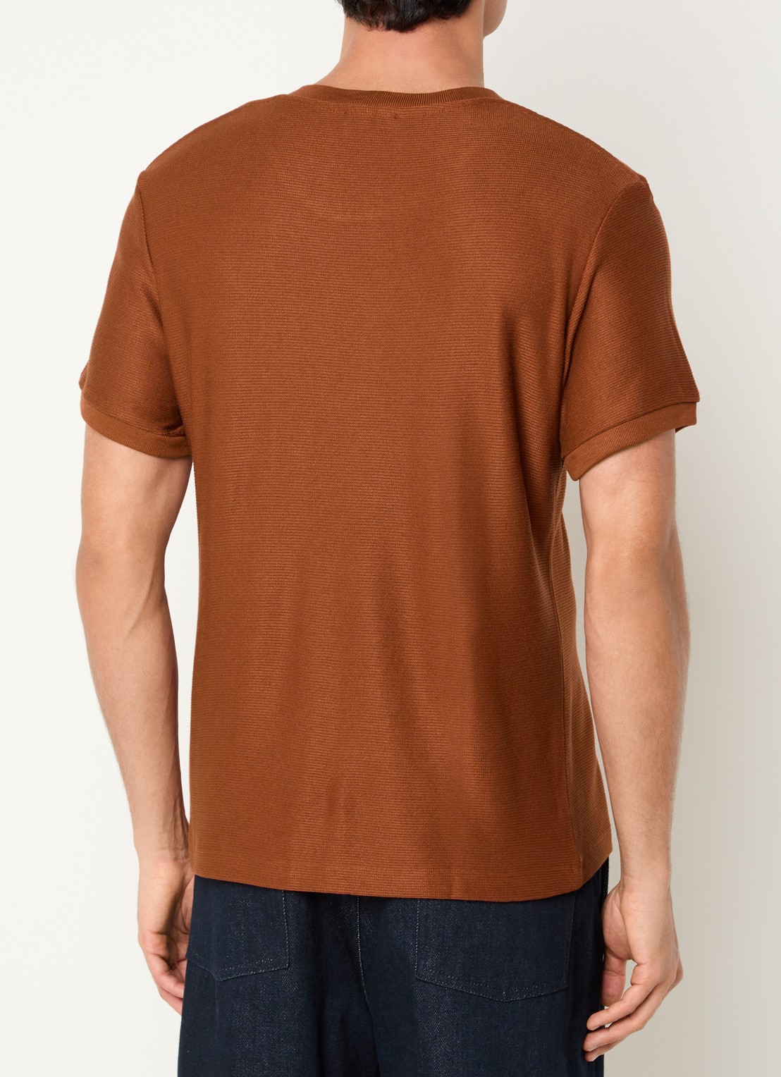 Sandro T-shirt met structuur - achterkant 3 roodbruin