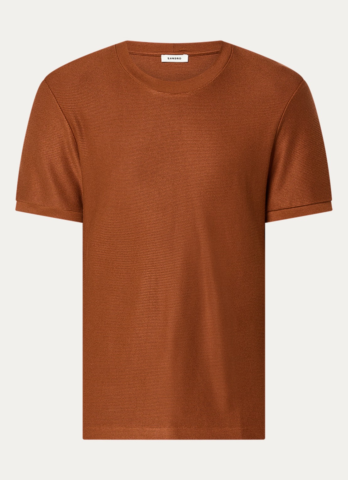 Sandro T-shirt met structuur - voorkant roodbruin