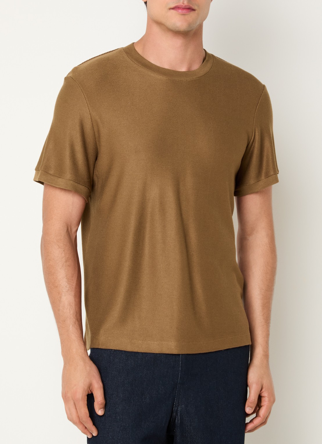 Sandro T-shirt met structuur - detail 3 camel