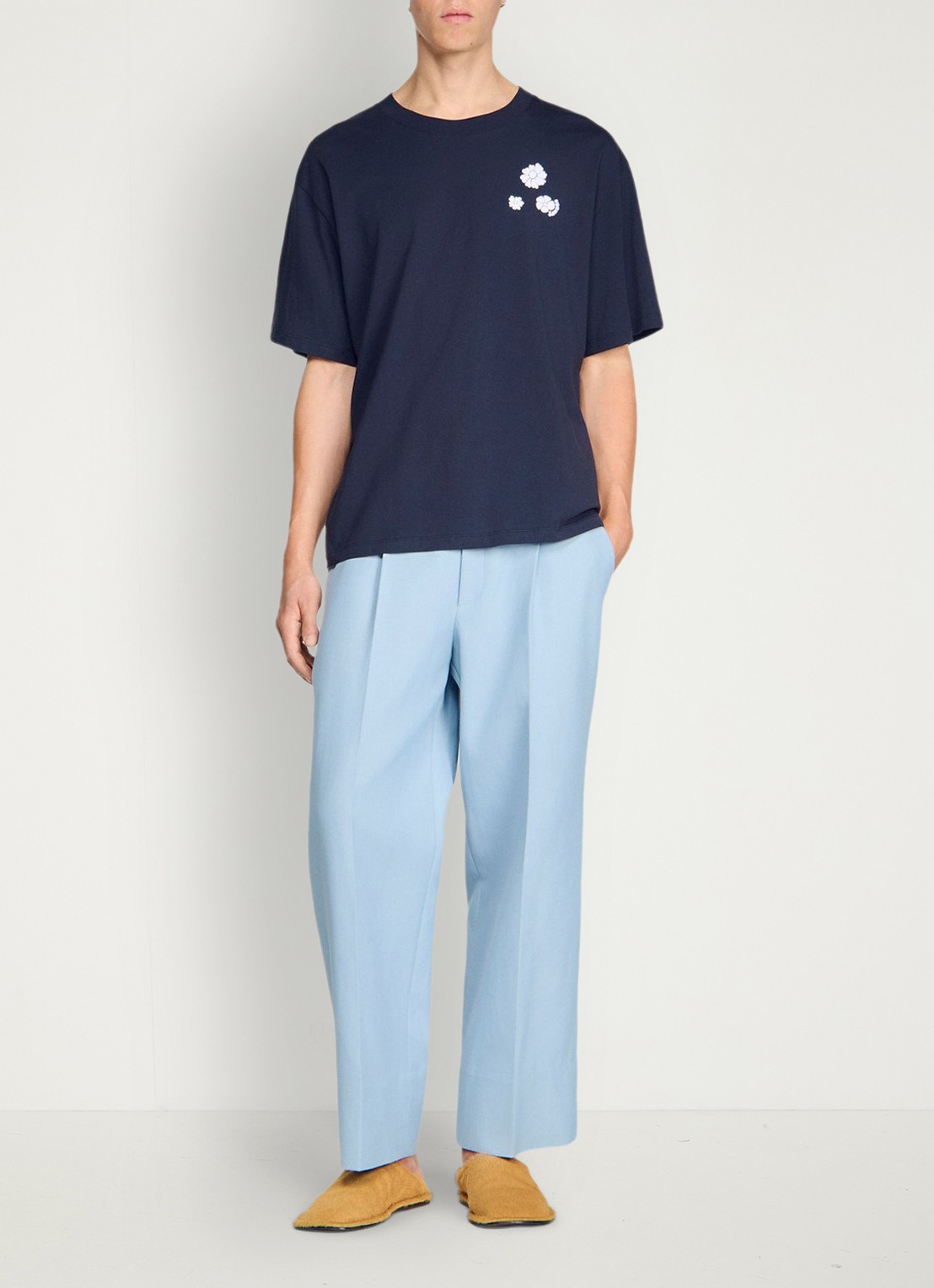 Sandro T-shirt van katoen met bloemenprint - voorkant 5 navy blue / blauw