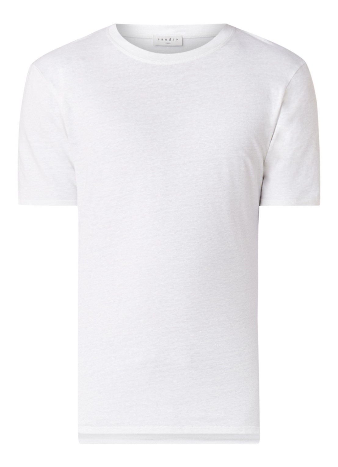 Sandro T-shirt van linnen met ronde hals - voorkant 2 wit