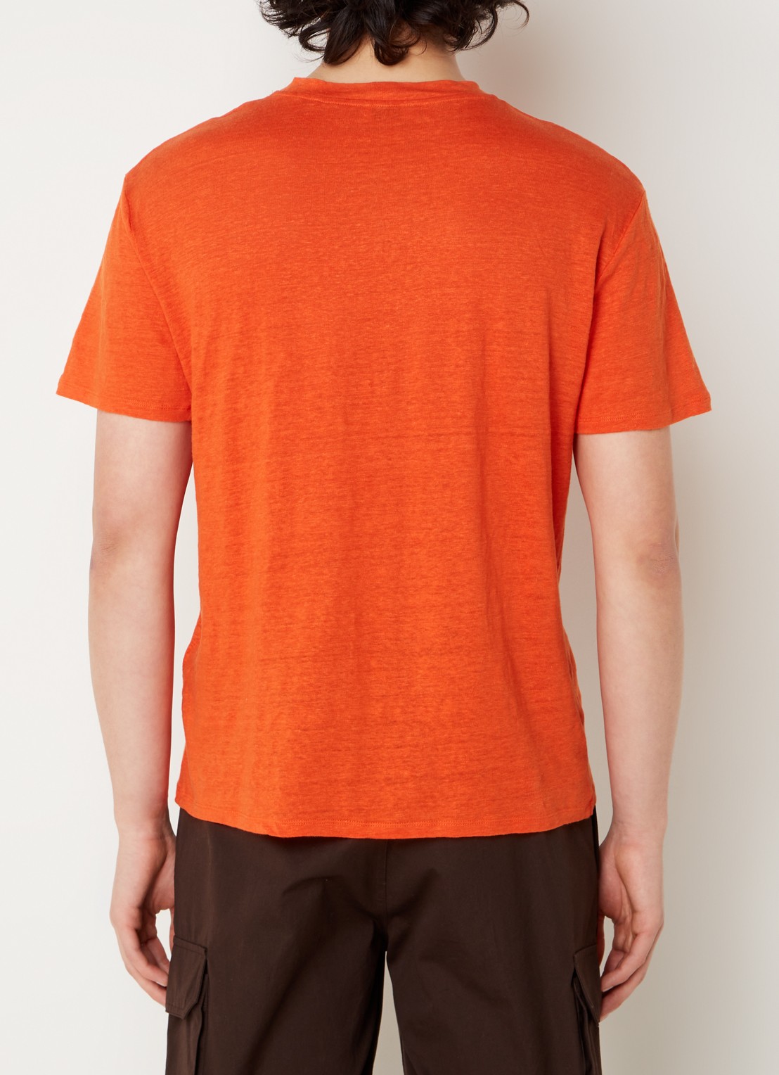 Sandro T-shirt van linnen met ronde hals - achterkant 5 oranje