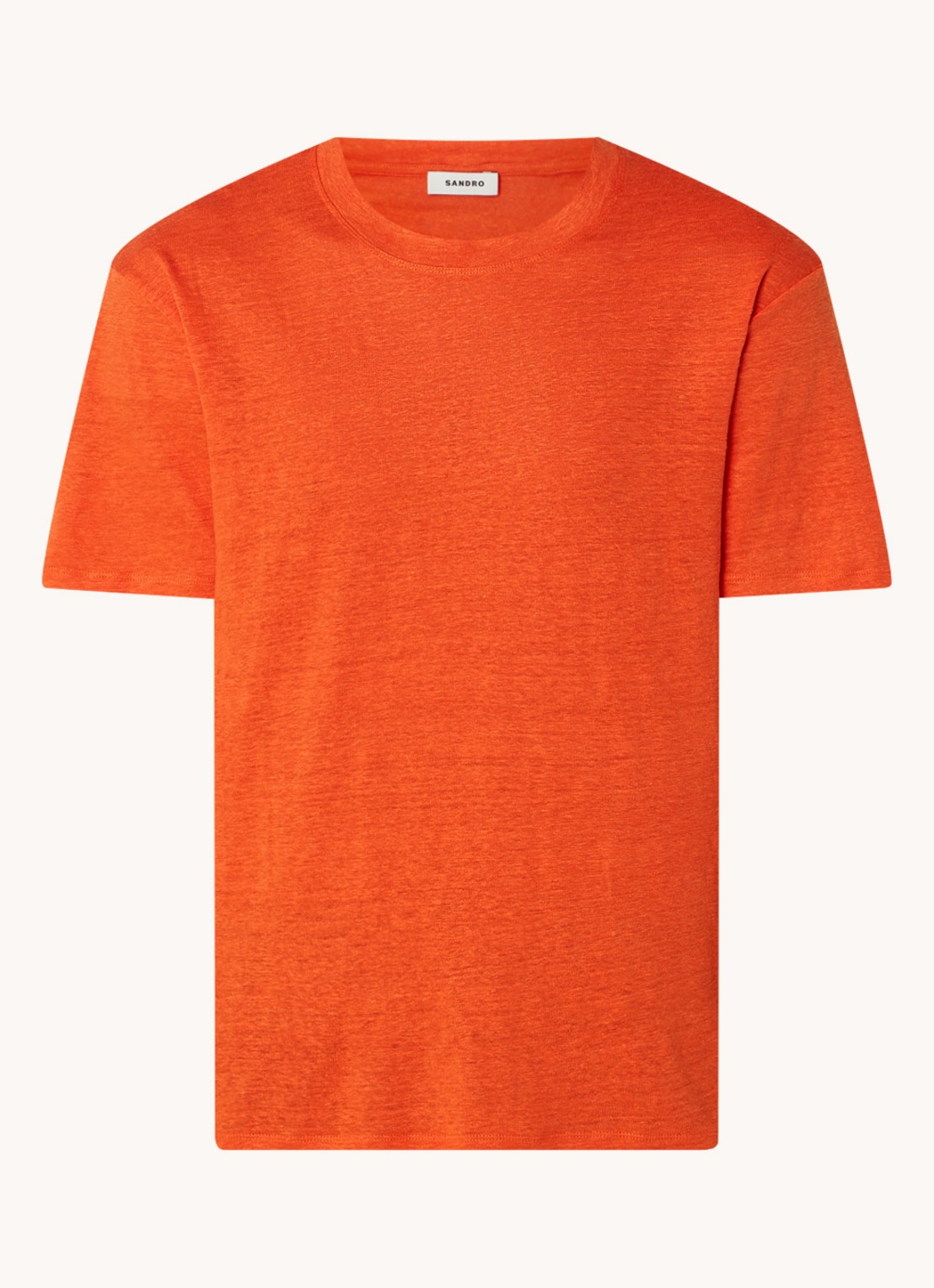 Sandro T-shirt van linnen met ronde hals - voorkant 3 oranje