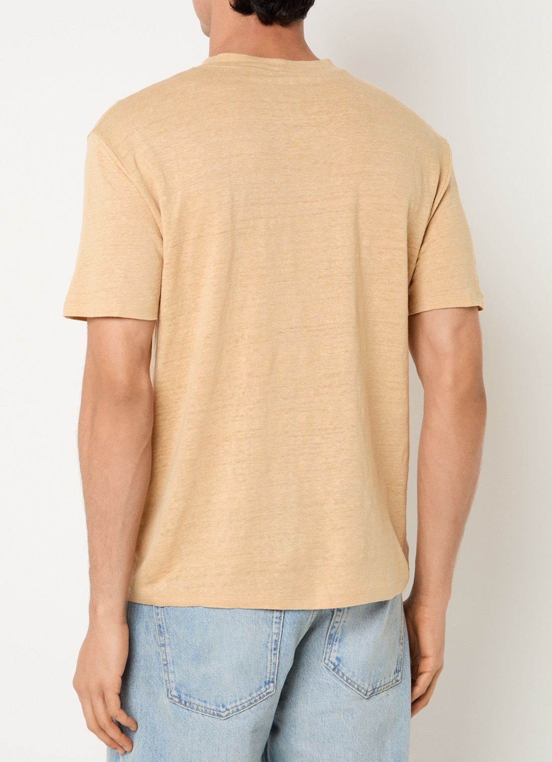 Sandro T-shirt van linnen met ronde hals - achterkant 2 camel