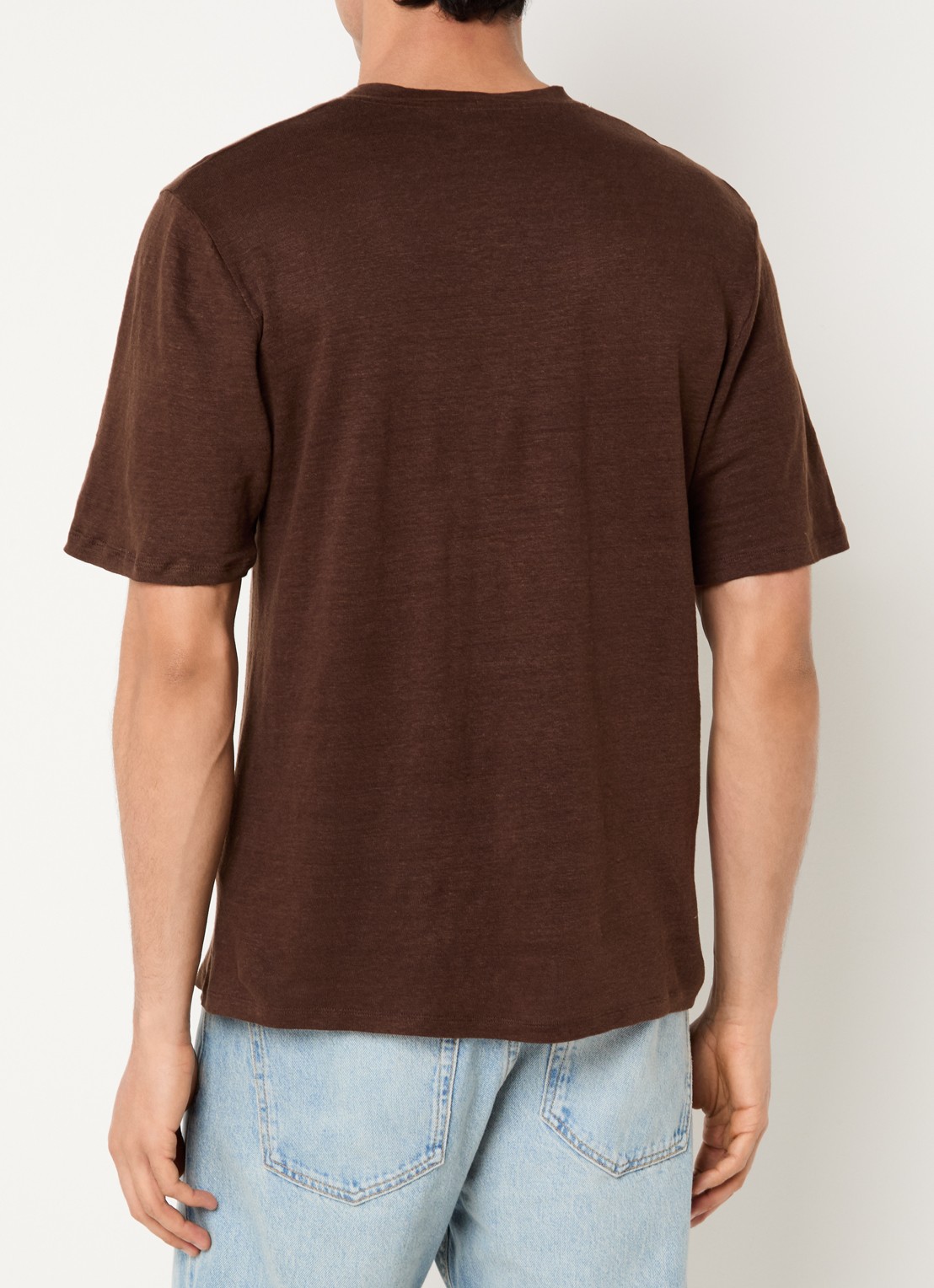 Sandro T-shirt van linnen met ronde hals - achterkant 4 bruin