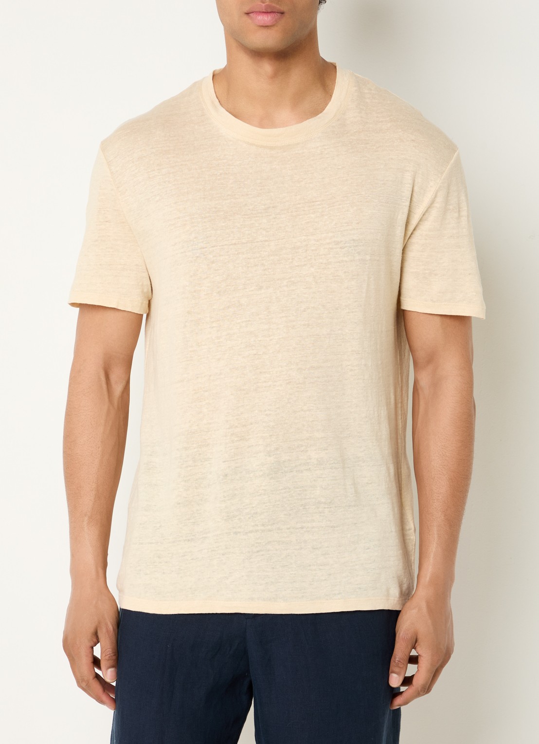 Sandro T-shirt van linnen met ronde hals - detail 4 creme