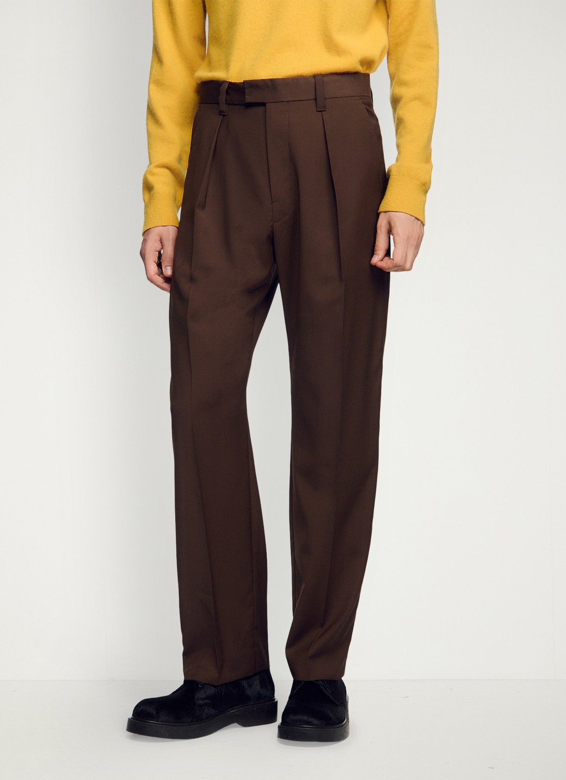 Sandro Tapered fit pantalon in wolblend - detail bruin