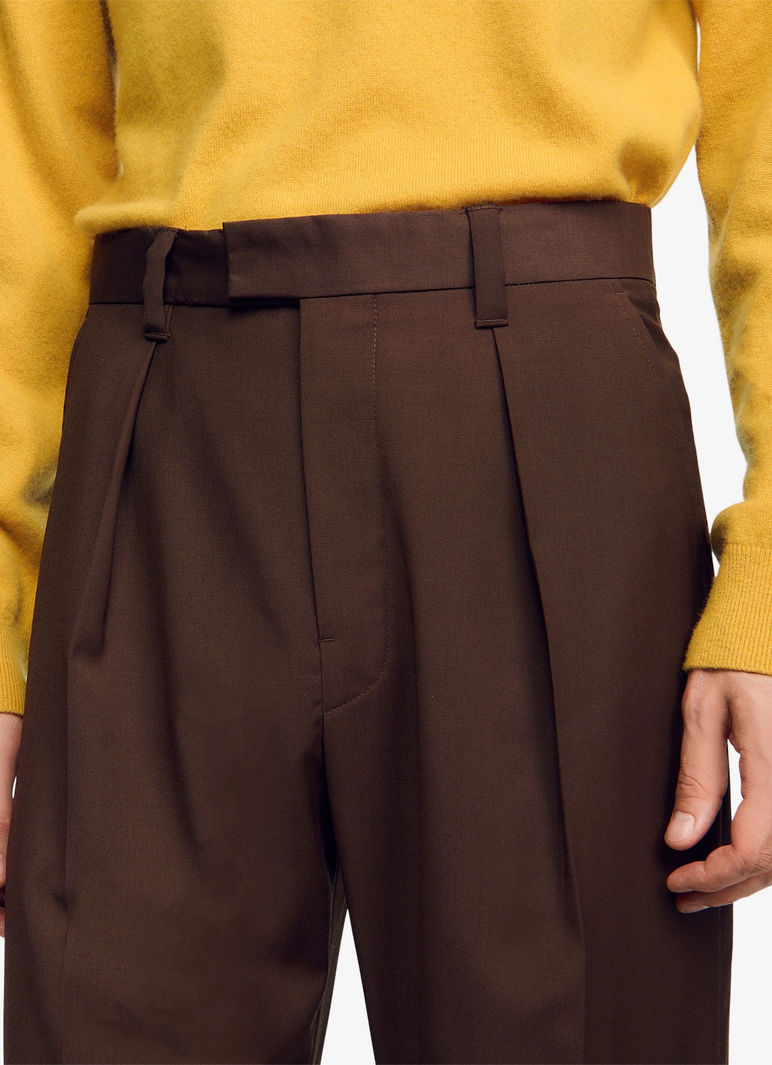 Sandro Tapered fit pantalon in wolblend - detail 2 bruin