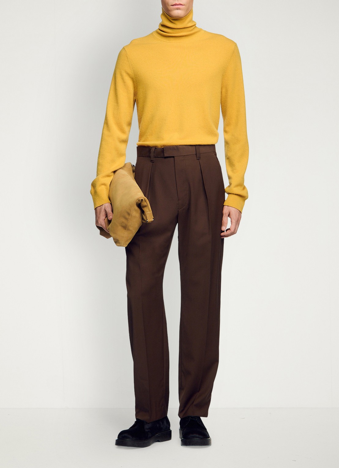 Sandro Tapered fit pantalon in wolblend - detail 3 bruin