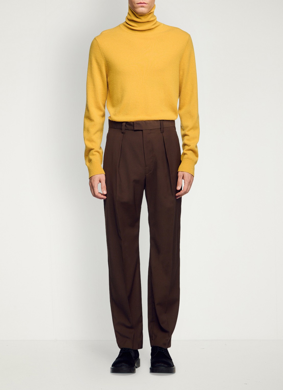 Sandro Tapered fit pantalon in wolblend - voorkant 6 bruin