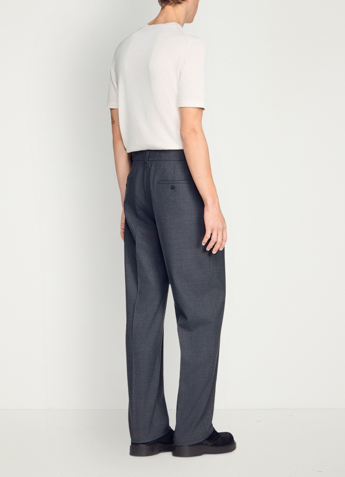 Sandro Tapered fit pantalon van wol - achterkant middengrijs
