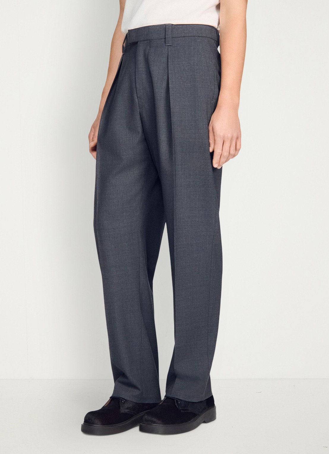 Sandro Tapered fit pantalon van wol - detail 2 middengrijs