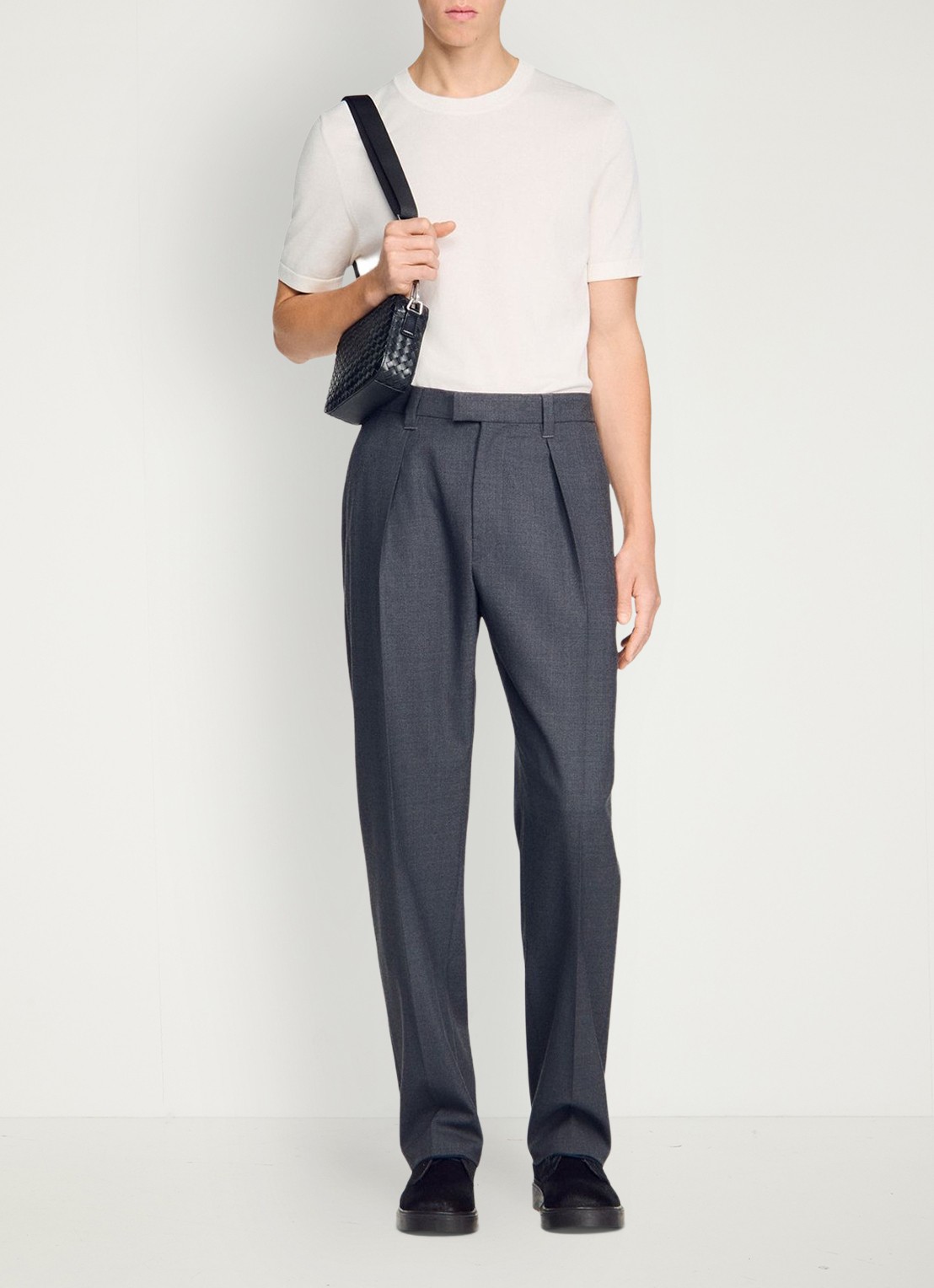 Sandro Tapered fit pantalon van wol - detail 3 middengrijs