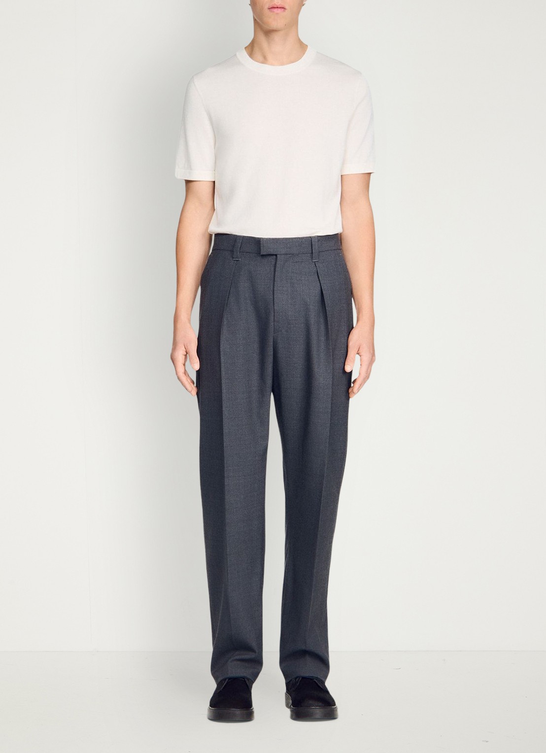 Sandro Tapered fit pantalon van wol - voorkant 6 middengrijs