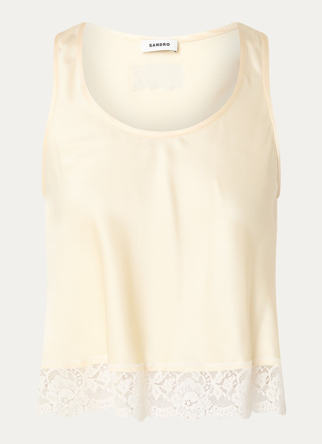 Sandro Top met broderie en ronde hals - voorkant 2 vanillegeel