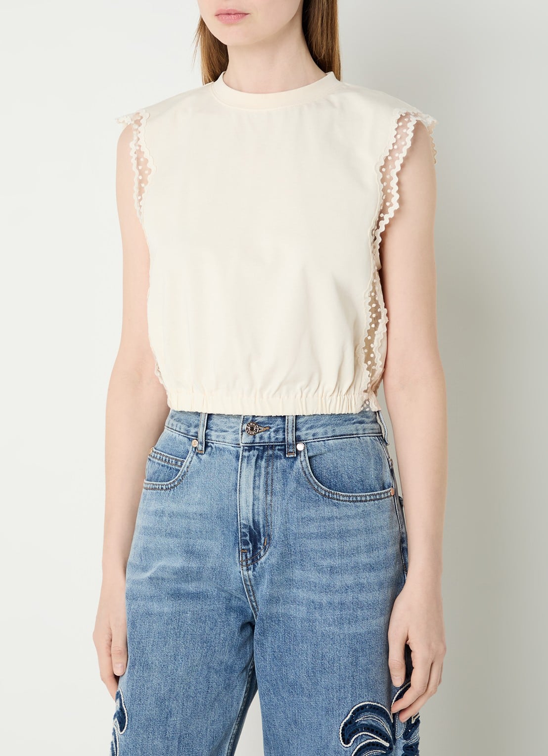Sandro Top met details van kant - detail 3 beige