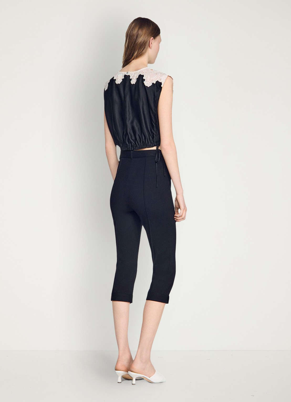 Sandro Top met details van kant - achterkant 4 zwart / ecru