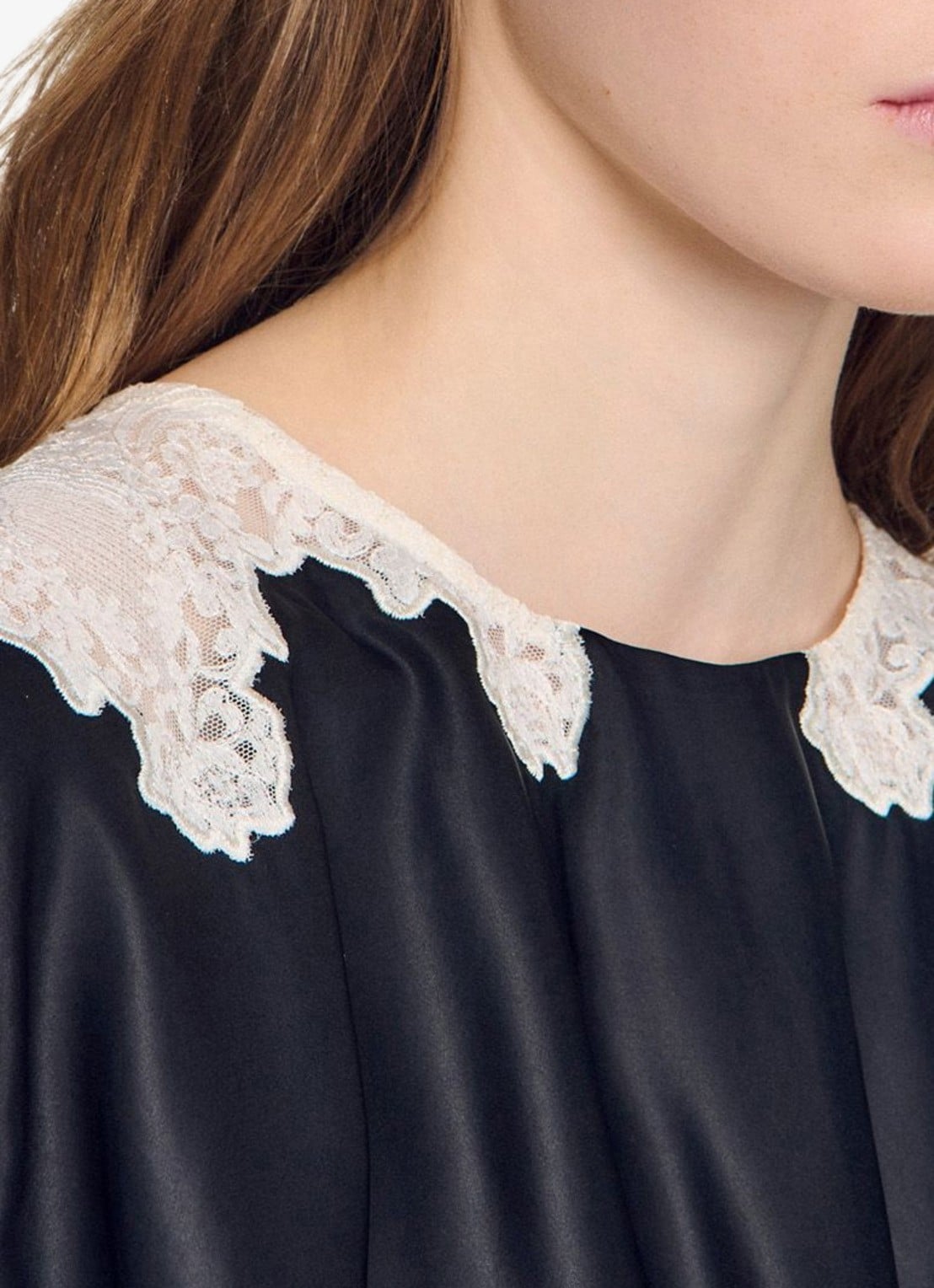 Sandro Top met details van kant - detail 2 zwart / ecru