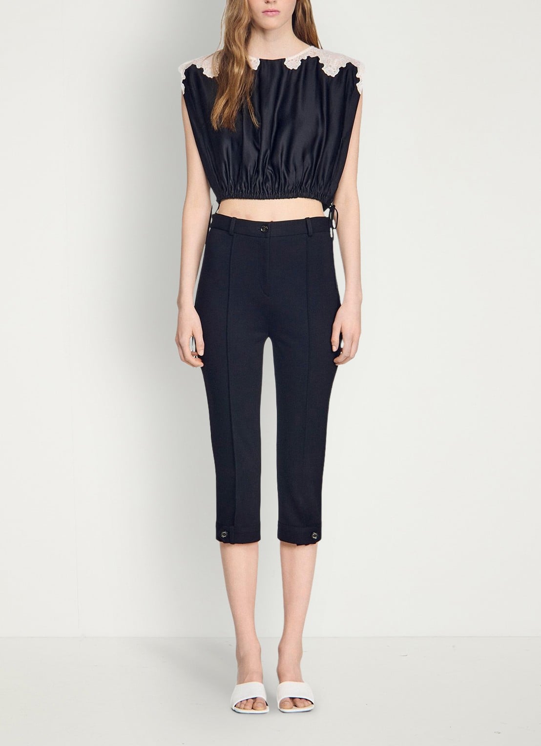 Sandro Top met details van kant - detail 3 zwart / ecru