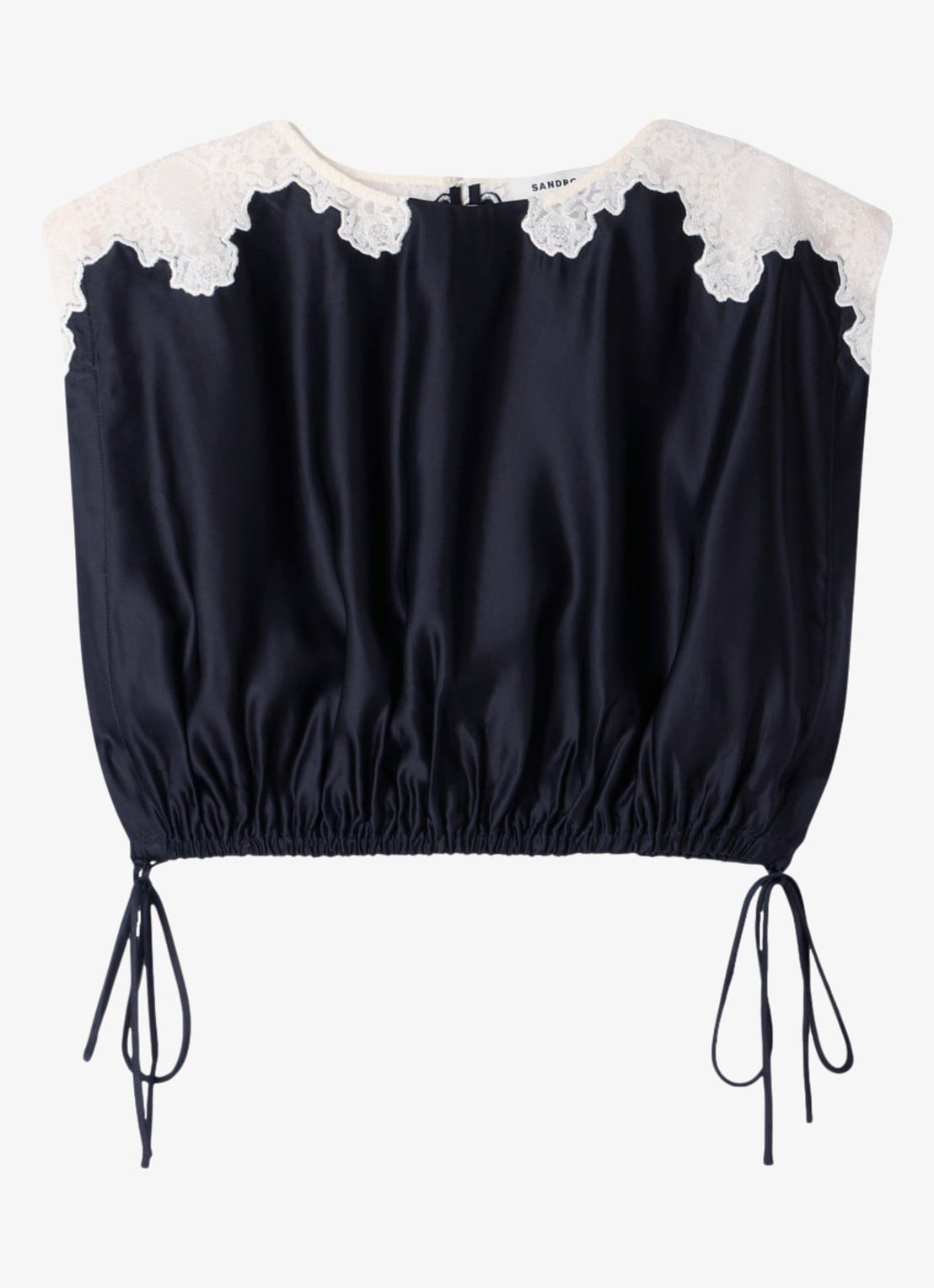 Sandro Top met details van kant - voorkant 5 zwart / ecru