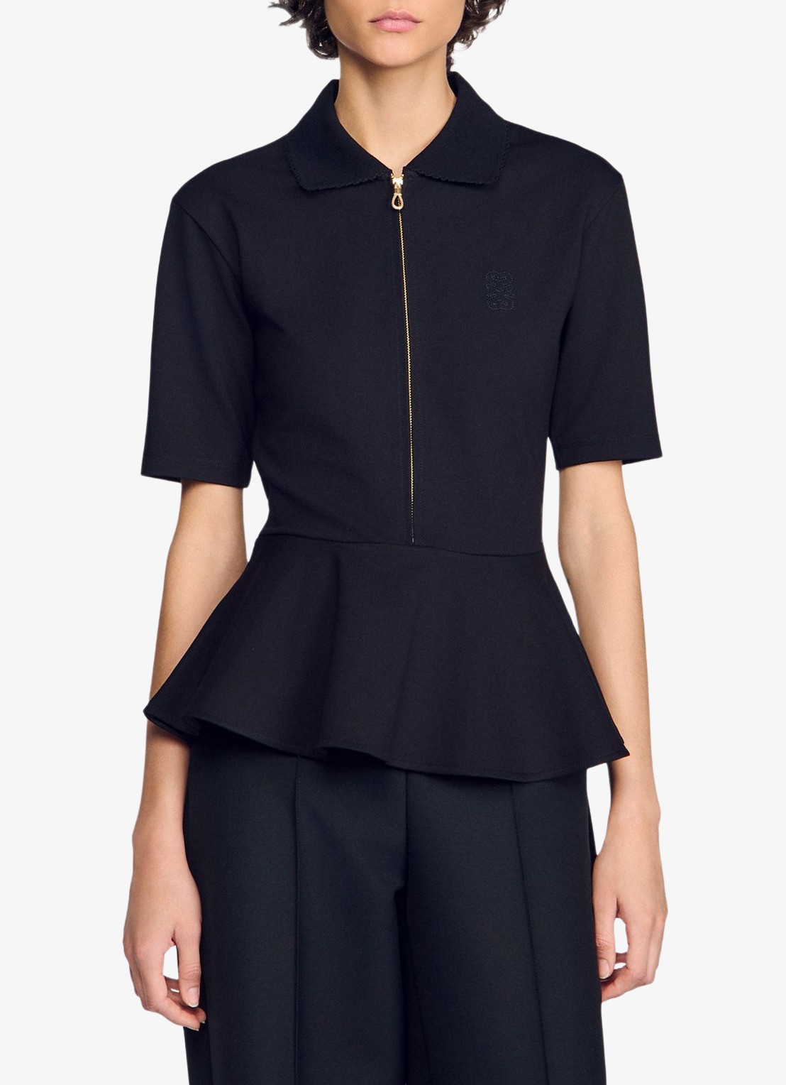 Sandro Top met peplum - detail 4 zwart