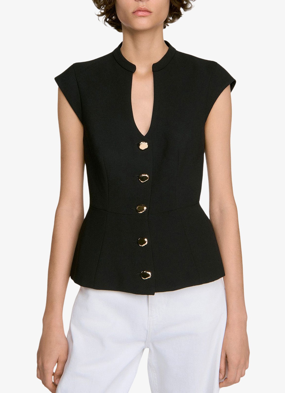 Sandro Top met peplum - detail 3 zwart