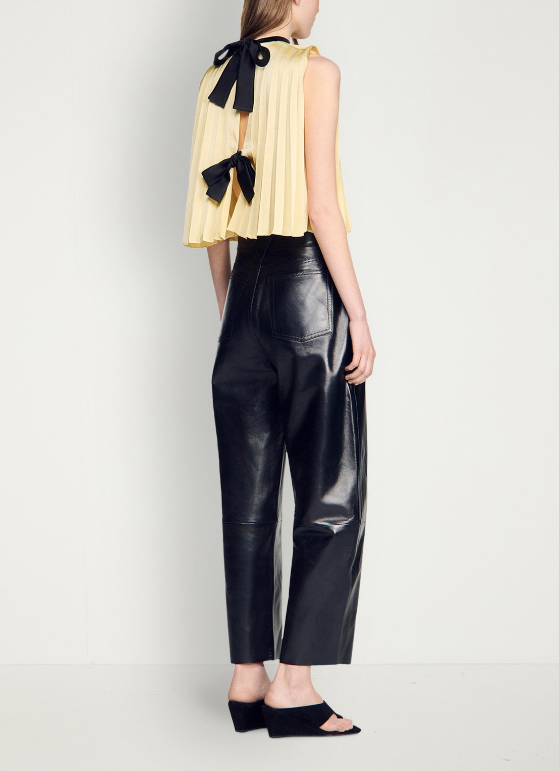 Sandro Top met plissé en strik detail - achterkant 4 straw / beige