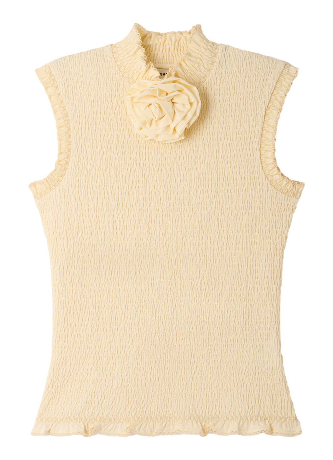 Sandro Top met smockwerk en bloemdetail - voorkant vanilla / beige