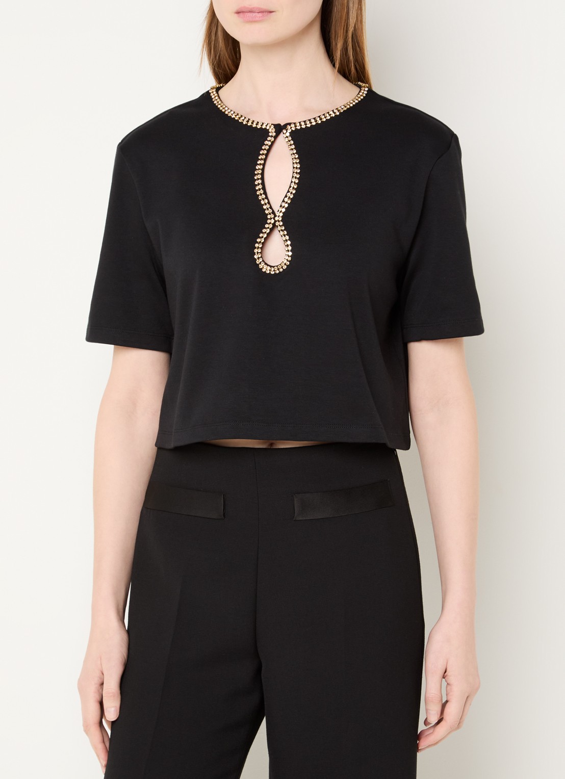 Sandro Top met strass en V-hals - detail 4 zwart