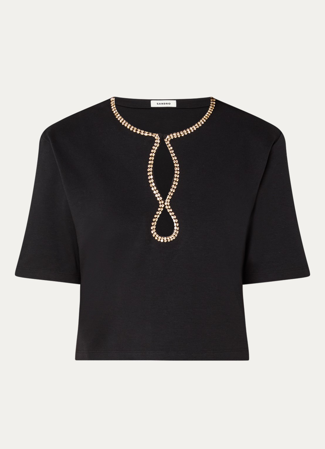 Sandro Top met strass en V-hals - voorkant 2 zwart