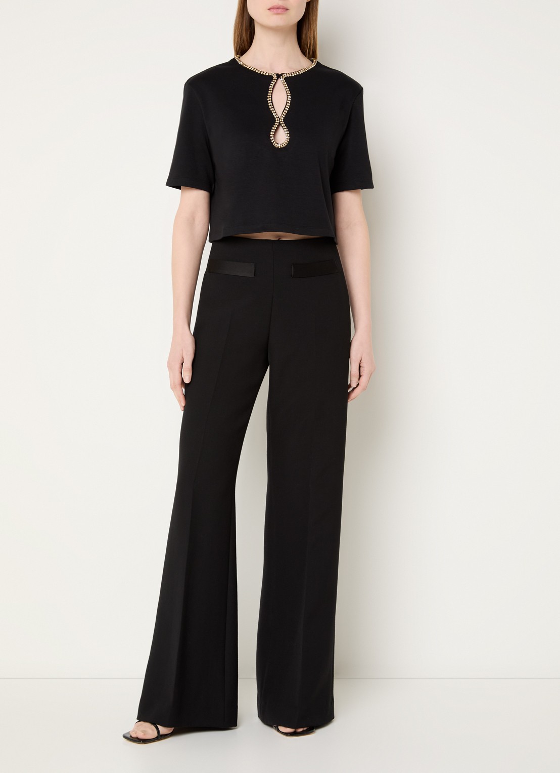 Sandro Top met strass en V-hals - voorkant 3 zwart