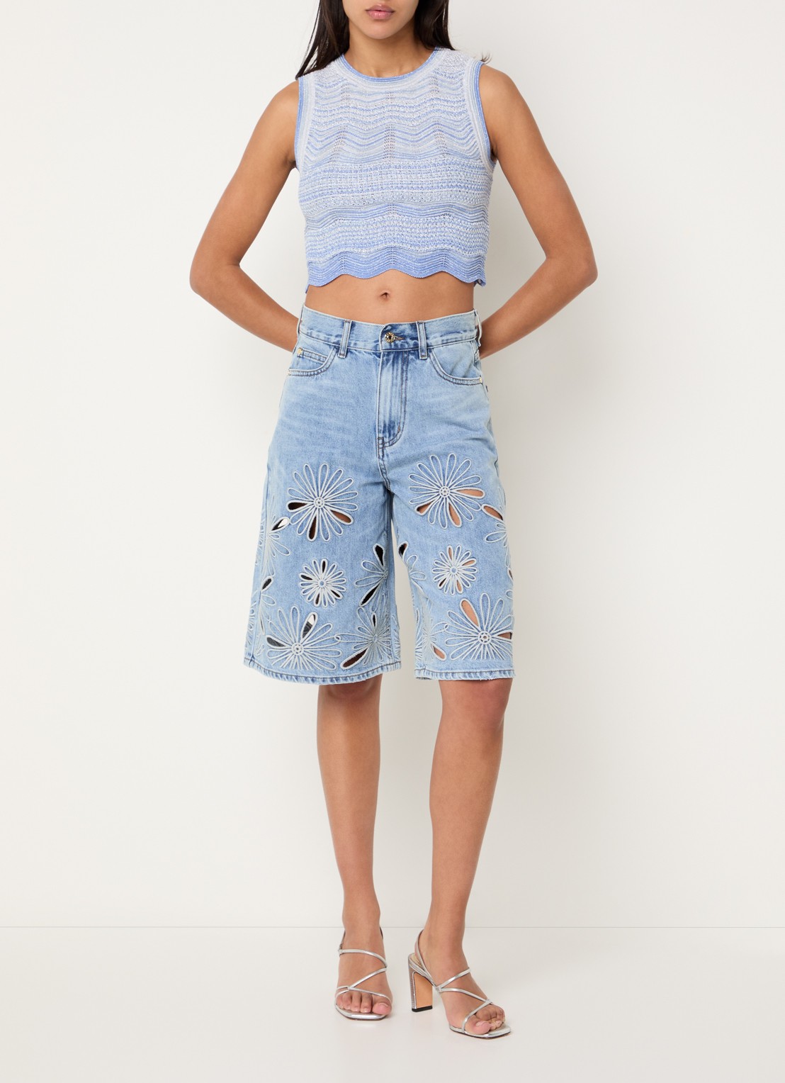 Sandro Top met strass - voorkant 4 blauwgrijs