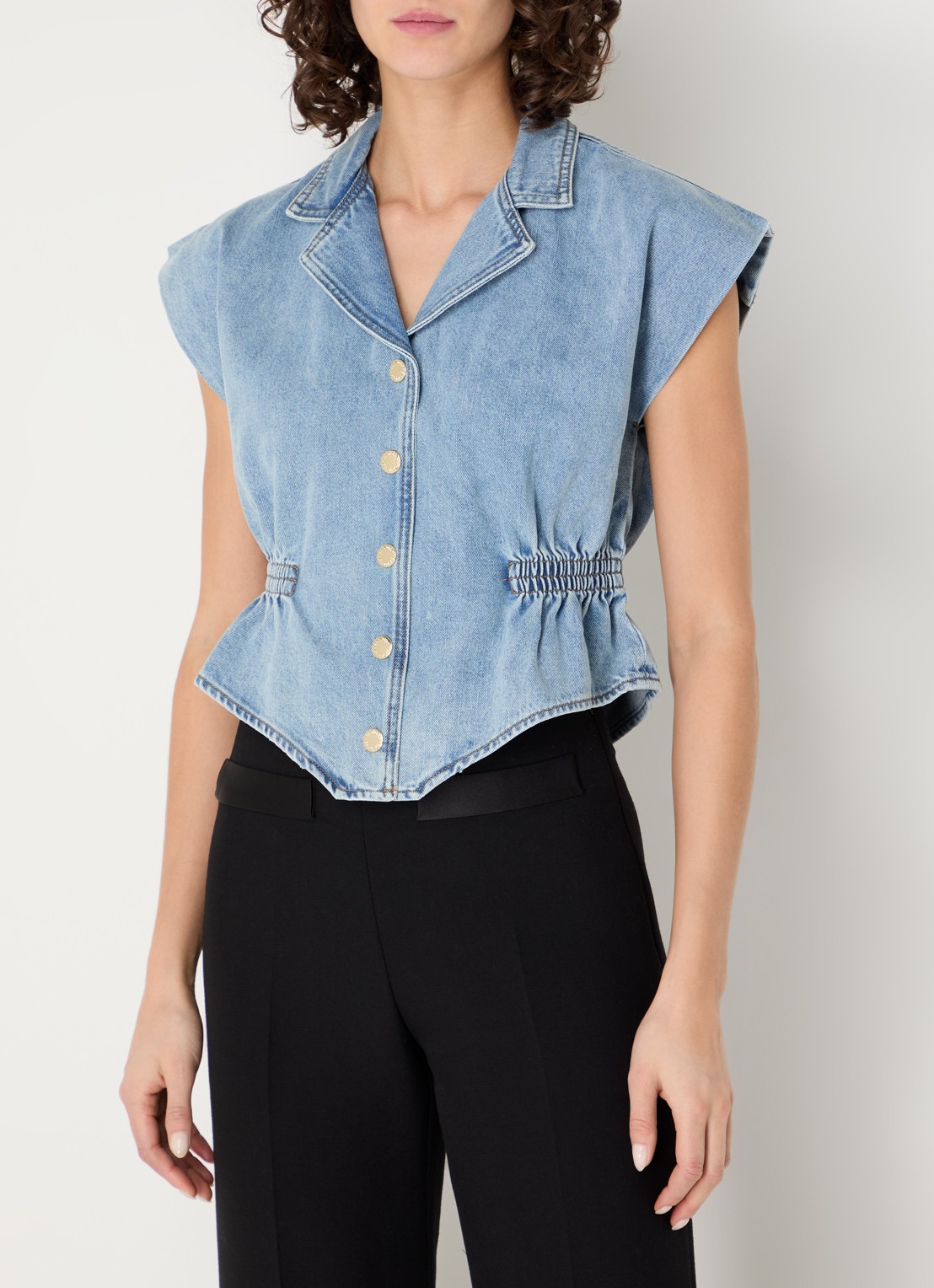 Sandro Top van denim - detail 3 indigo