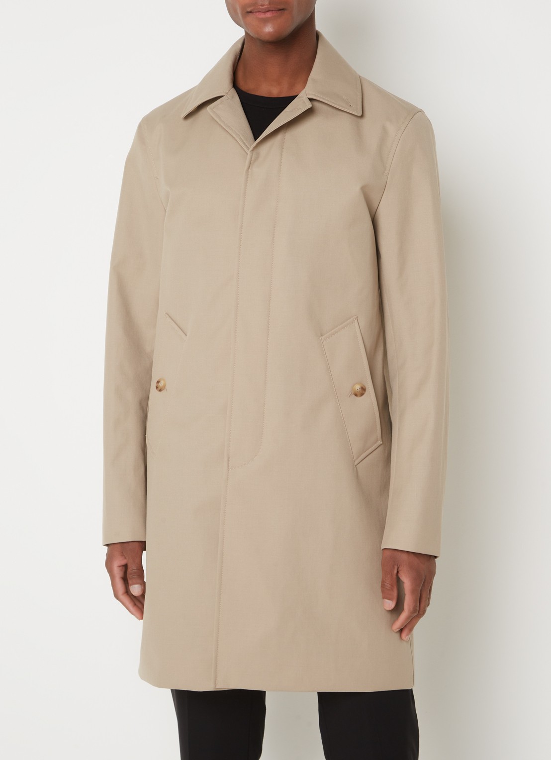 Sandro Trenchcoat in wolblend met steekzakken - detail 3 donkerbeige
