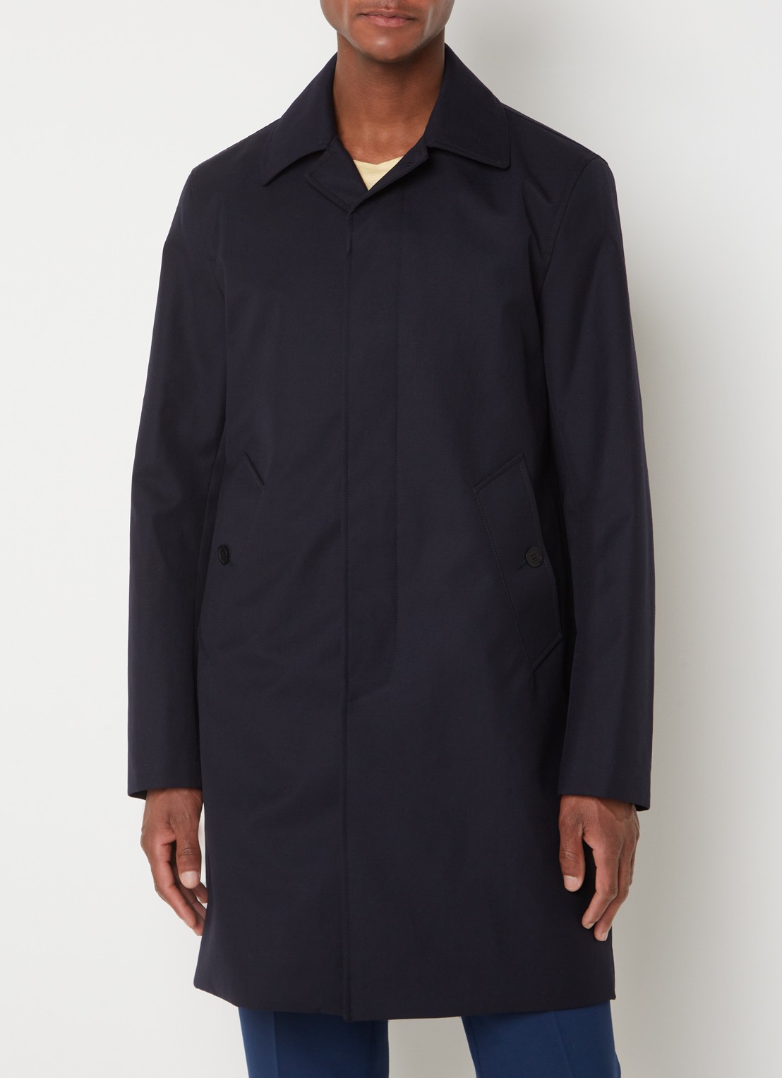 Sandro Trenchcoat in wolblend met steekzakken - detail 4 donkerblauw
