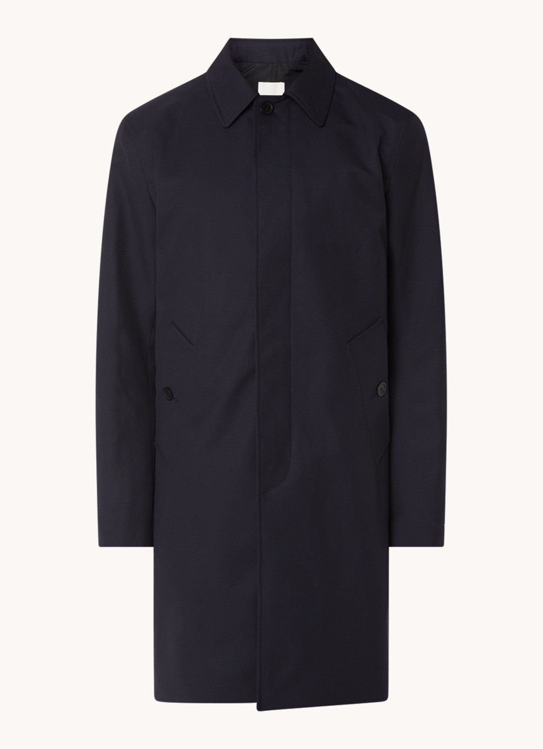 Sandro Trenchcoat in wolblend met steekzakken - voorkant donkerblauw