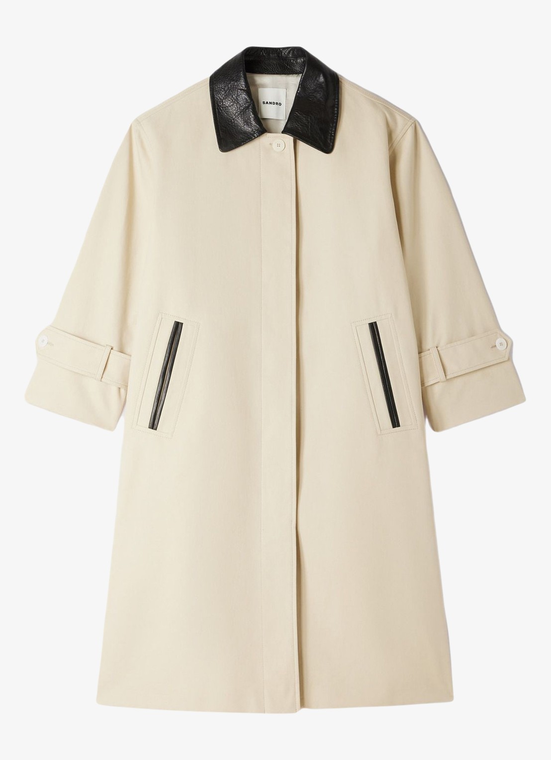 Sandro Trenchcoat met leren details - voorkant 5 beige