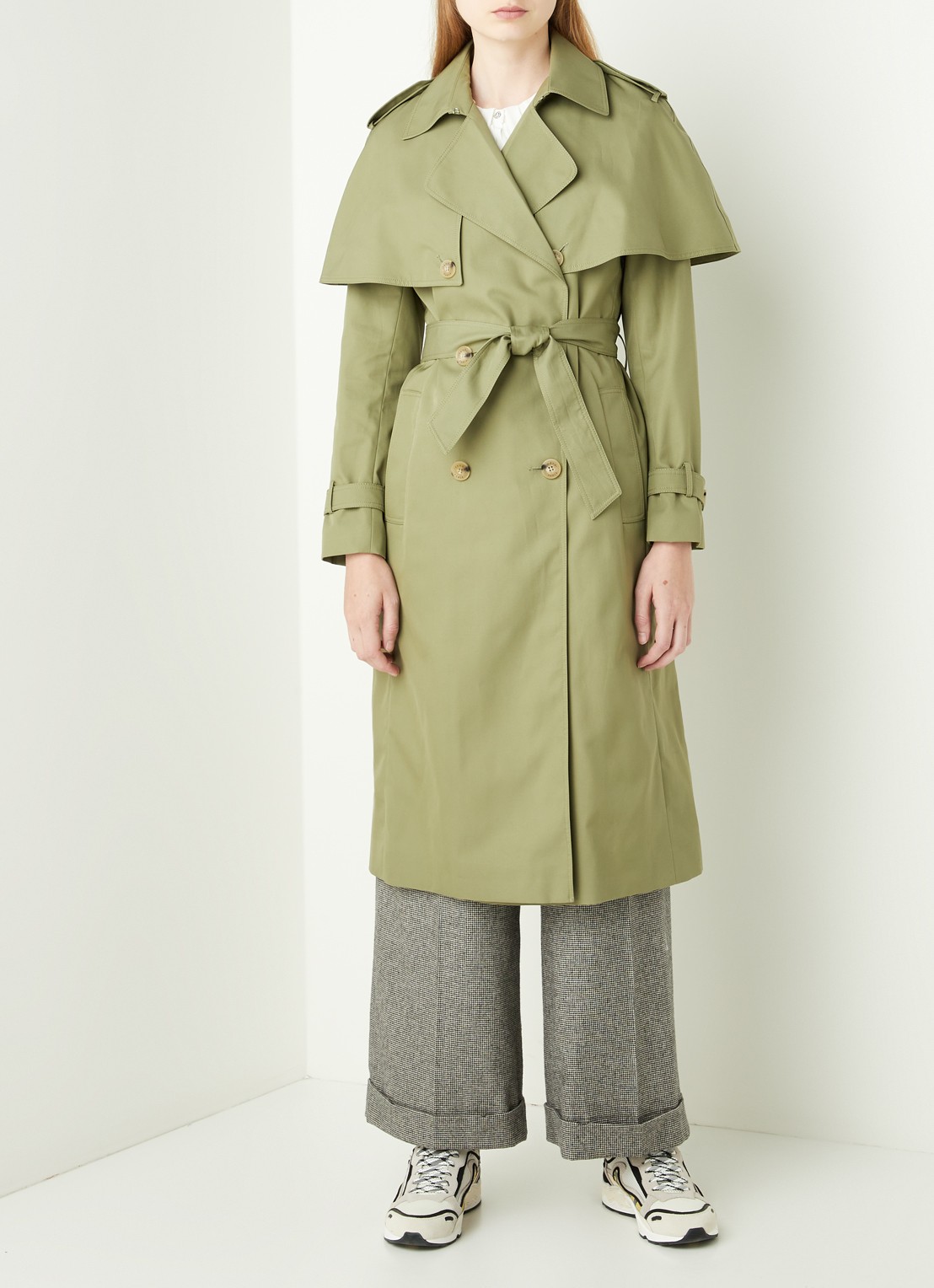 Sandro Trenchcoat met strikceintuur - detail 4 mosgroen