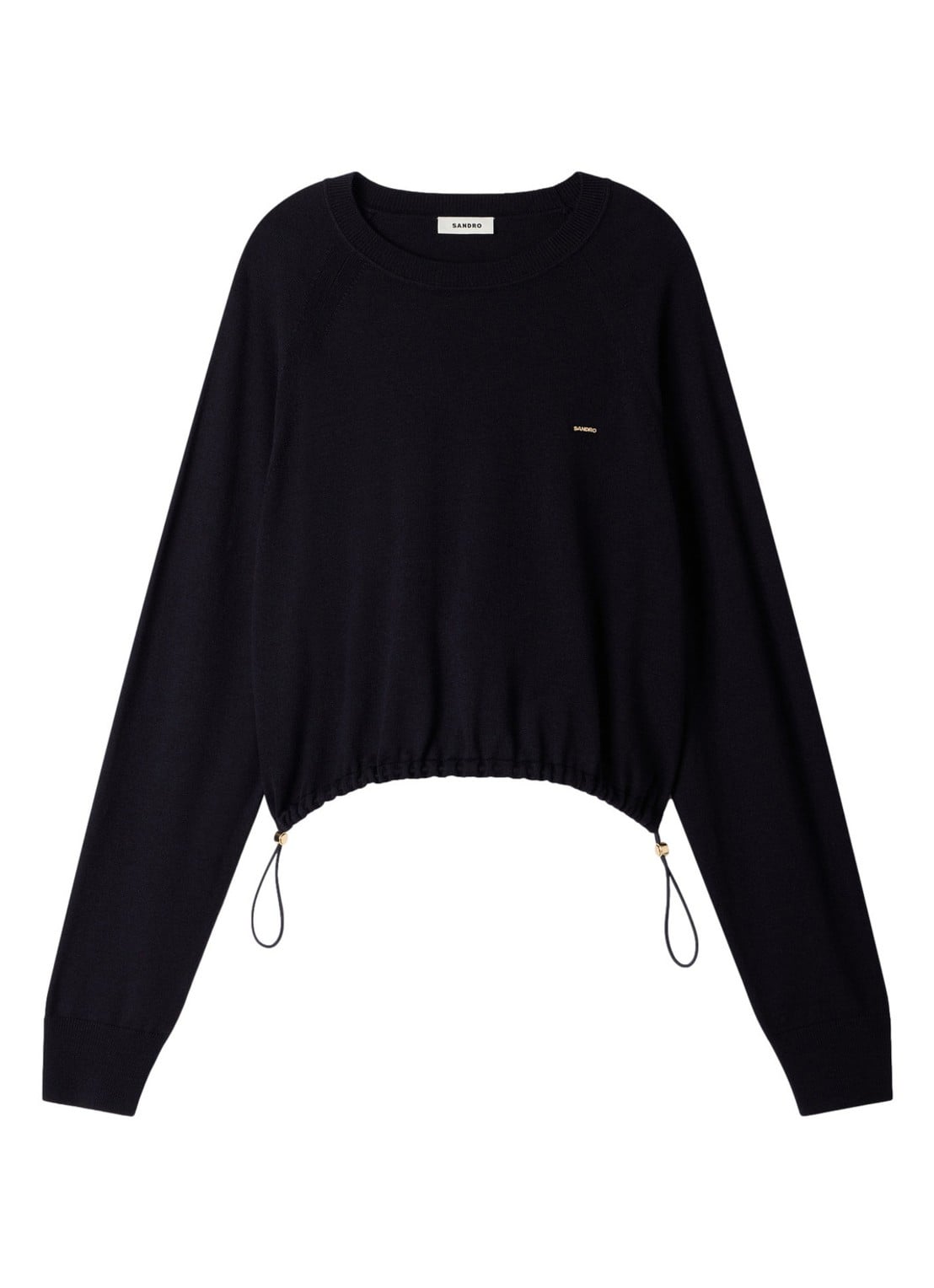 Sandro Trui in wolblend met logo - voorkant donkerblauw