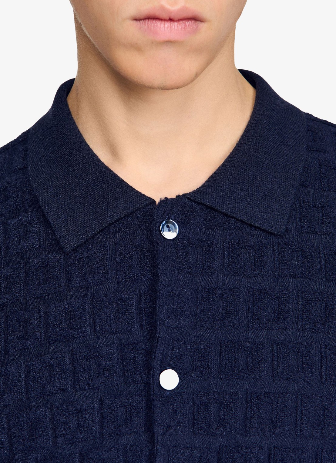 Sandro Vest met met jacquard dessin - detail 5 donkerblauw