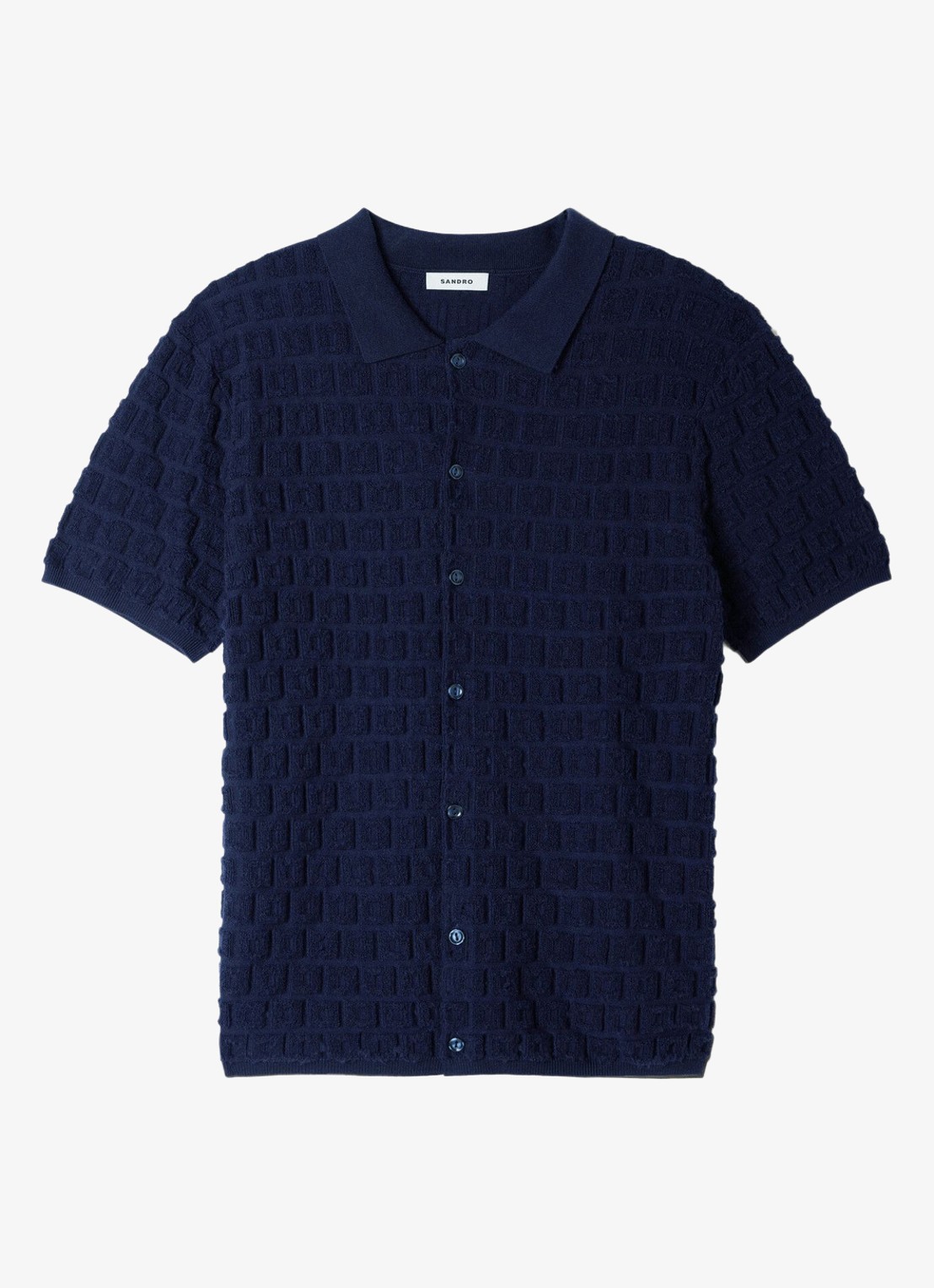 Sandro Vest met met jacquard dessin - voorkant donkerblauw